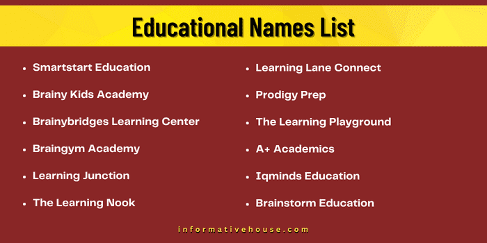 Educational Names List
