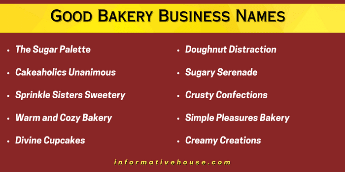 Good Bakery Business Names