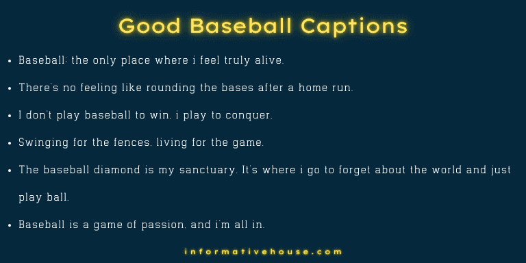 Good Baseball Captions