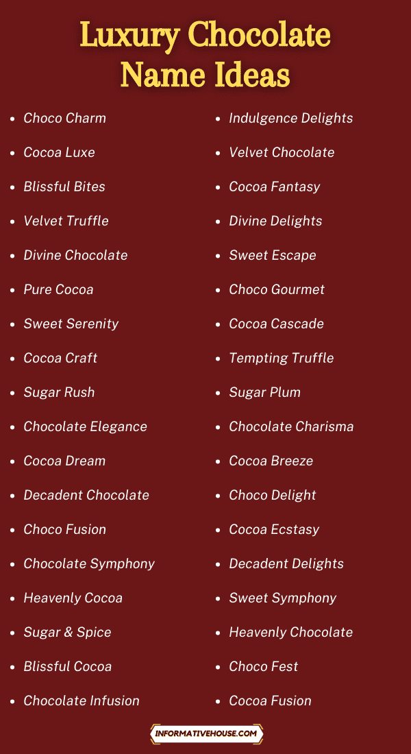 Luxury Chocolate Name Ideas