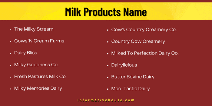 Milk Products Name