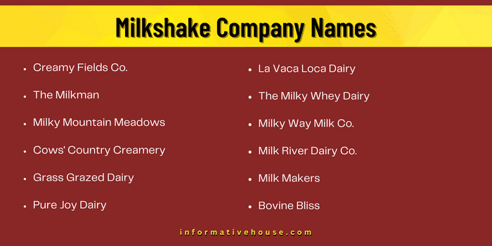 Milkshake Company Names