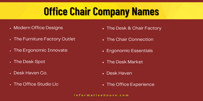 Office Chair Company Names