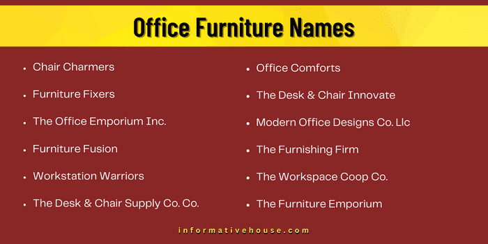 Office Furniture Names