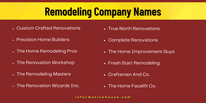 Remodeling Company Names