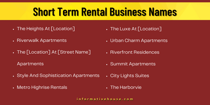 Short Term Rental Business Names
