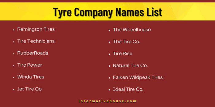 Tyre Company Names List