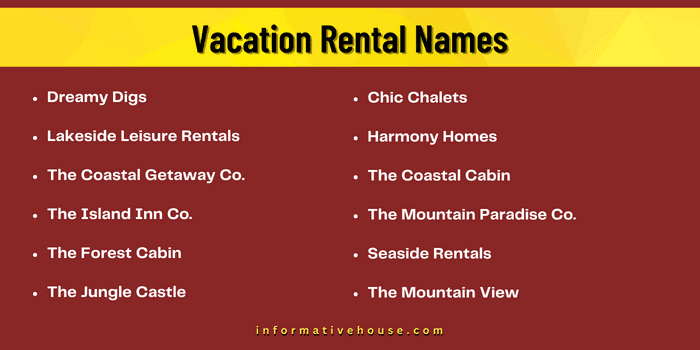 Vacation Rental Names