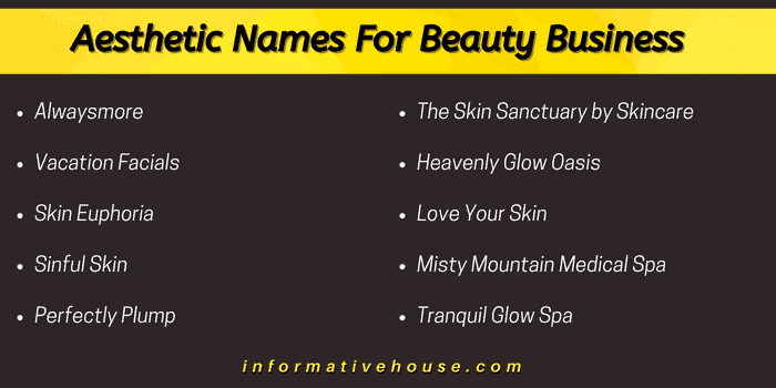 Aesthetic Names For Beauty Business