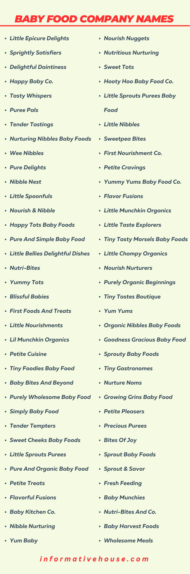 Best Baby Food Company Names