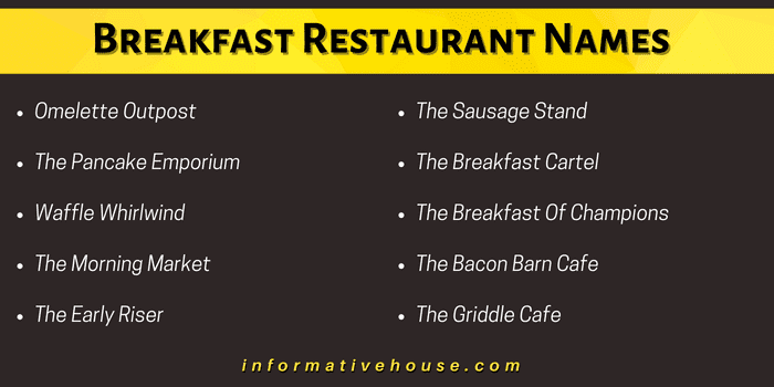 Breakfast Restaurant Names