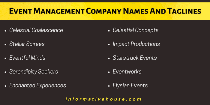 Event Management Company Names And Taglines