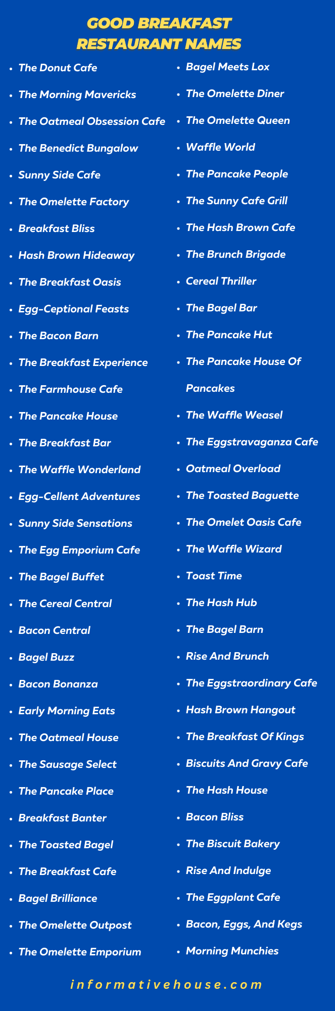 Good Breakfast Restaurant Names