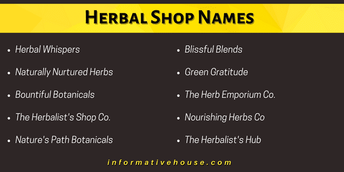 Herbal Shop Names