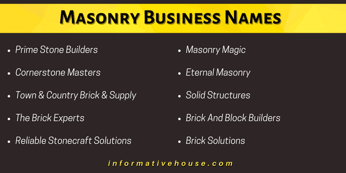 Masonry Business Names
