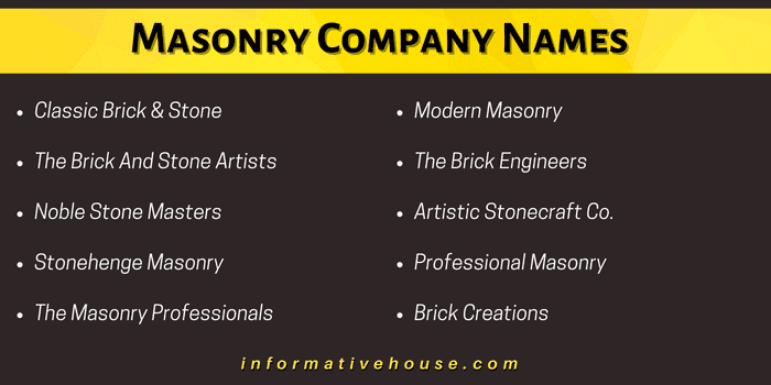 Masonry Company Names