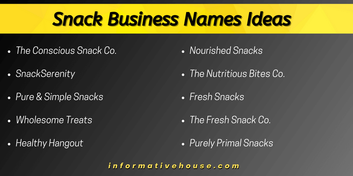Snack Business Names Ideas