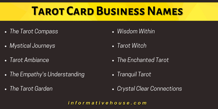 Tarot Card Business Names