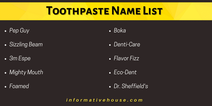 Toothpaste Name List