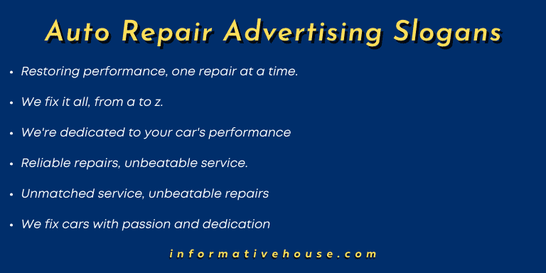 Auto Repair Advertising Slogans