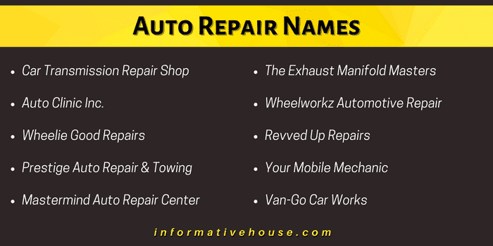 Auto Repair Names