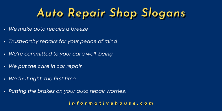 Auto Repair Shop Slogans