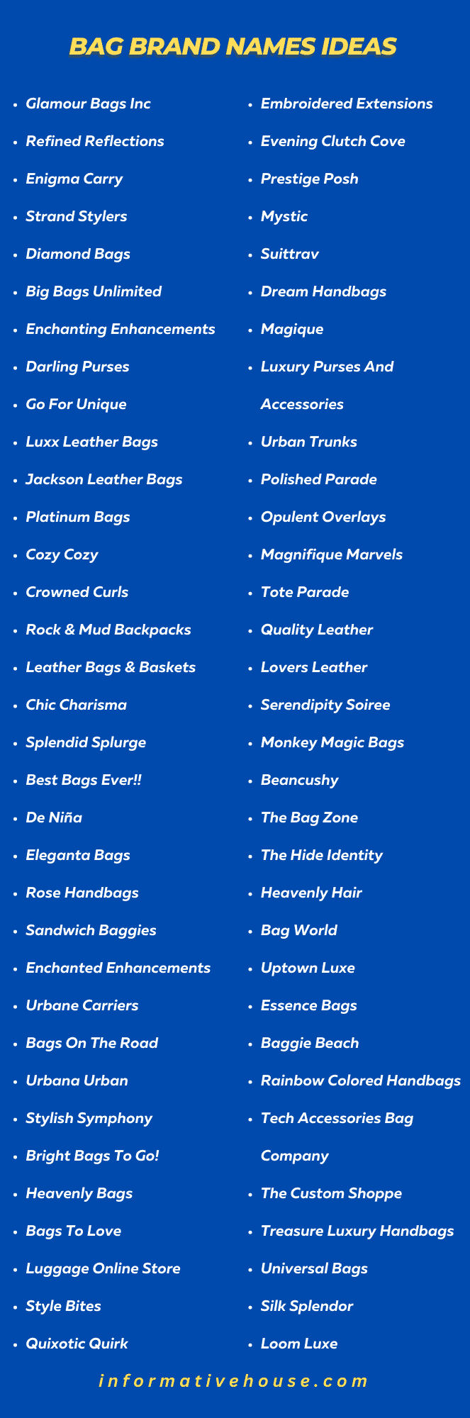 Bag Brand Names Ideas