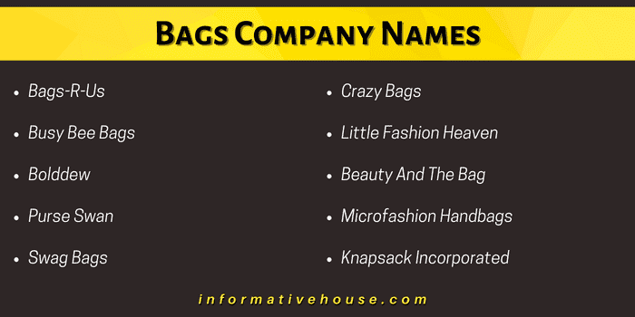 Bags Company Names