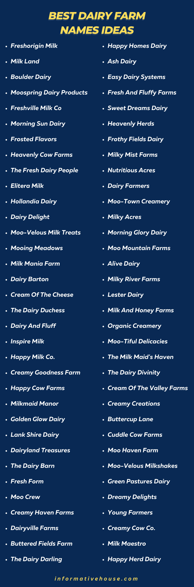 Best Dairy Farm Names
