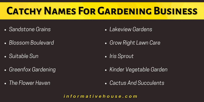 Catchy Names For Gardening Business