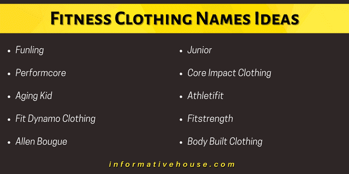 Fitness Clothing Names Ideas