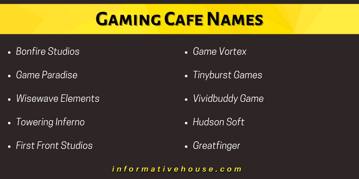 Gaming Cafe Names