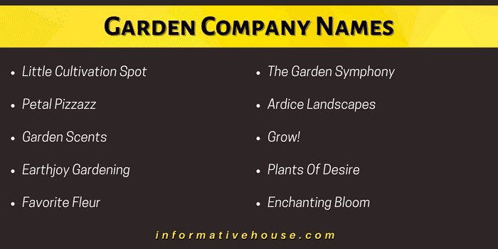 Garden Company Names