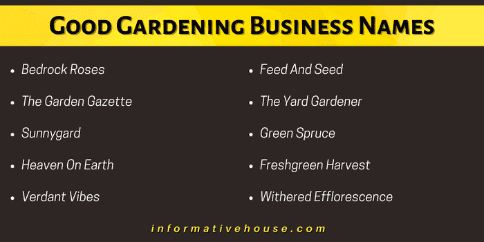 Good Gardening Business Names