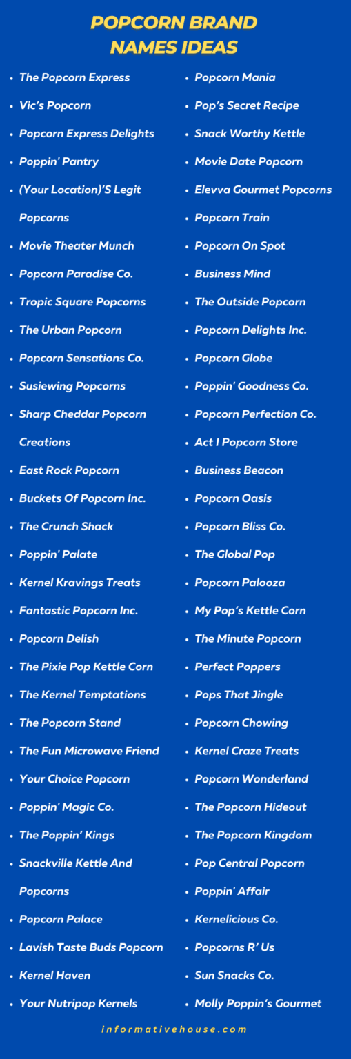 499+ The Best Catchy Popcorn Company Names Ideas Informative House