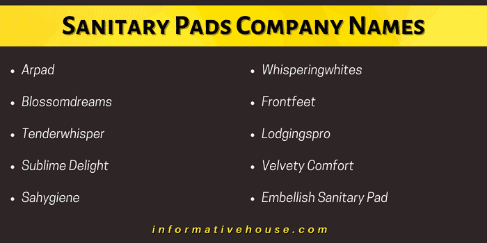 Sanitary Pads Company Names