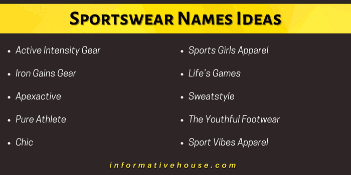 Sportswear Names Ideas