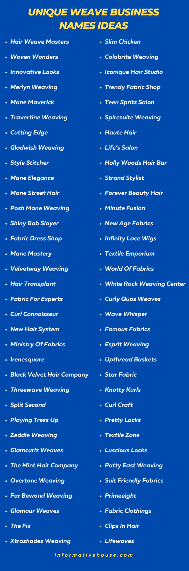 Unique Weave Business Names Ideas