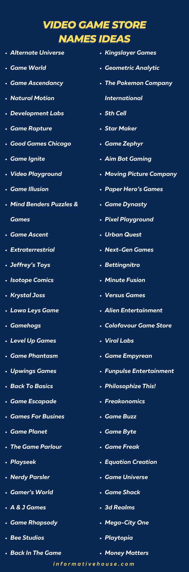 Video Game Store Names Ideas