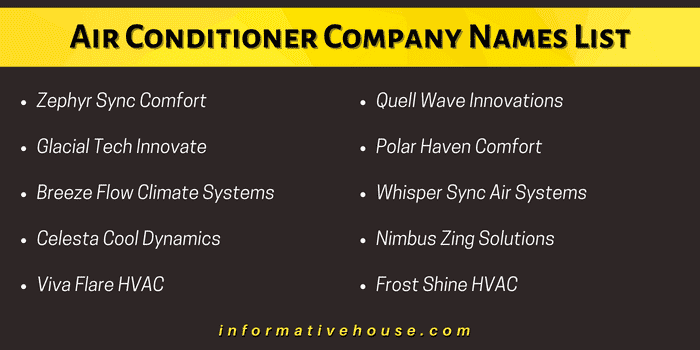 Top 10 Air Conditioner Company Names List that are good to use