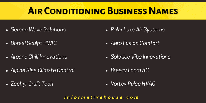 Top 10 Air Conditioning Business Names Ideas to start your business