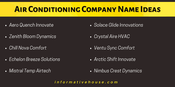 top 10 Air Conditioning Company Name Ideas to use as startup