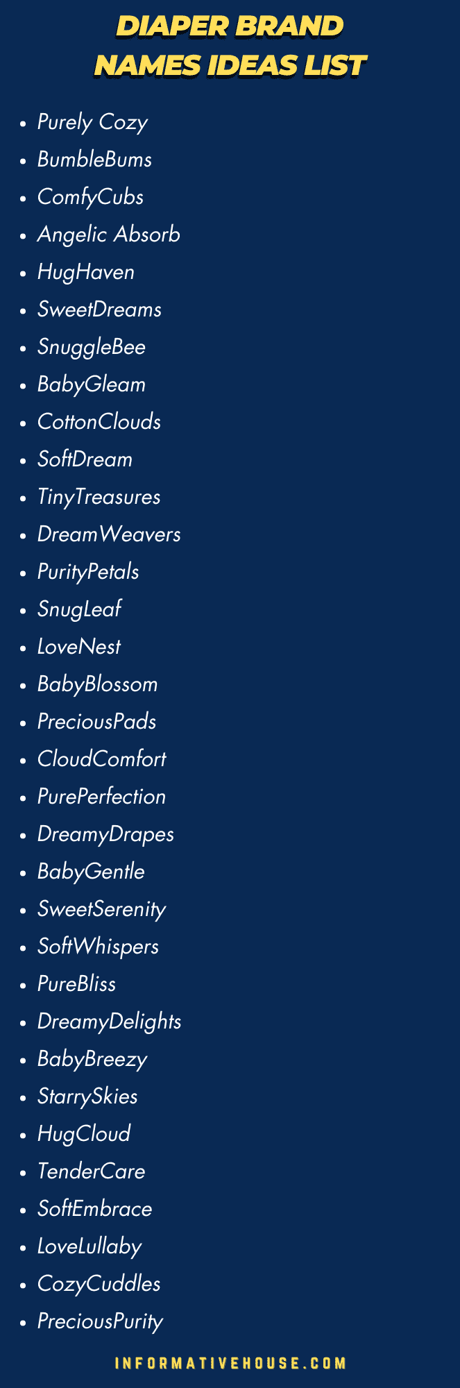 Top 40 Baby Diaper Brand Names Ideas List to start your diaper brand
