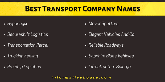 Best Transport Company Names
