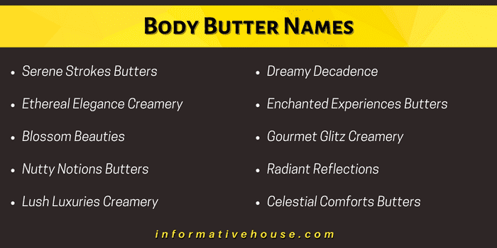 Top 10 Body Butter Names Ideas for inspiration