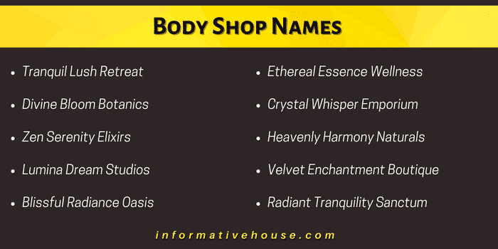 Body Shop Names