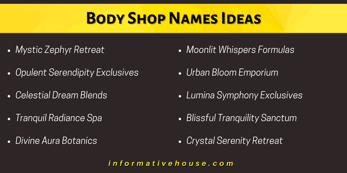 Body Shop Names Ideas