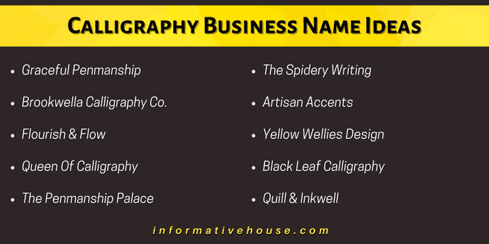 Calligraphy Business Name Ideas