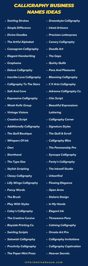 499+ Catchy Calligraphy Business Names Ideas For Startup - Informative ...