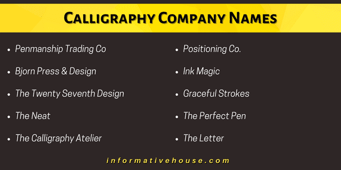 Calligraphy Company Names